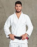 Premium Jiu Jitsu Gi – Lightweight 450 GSM Pearl-Weave BJJ Kimono, Durable Training & Competition Martial Arts Uniform, Mens BJJ Gi Set with Ripstop Pants & Free white belt (White, A1) - Image 3