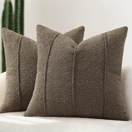YCOLL Textured Boucle Throw Pillow Covers 18x18 Pack of 2