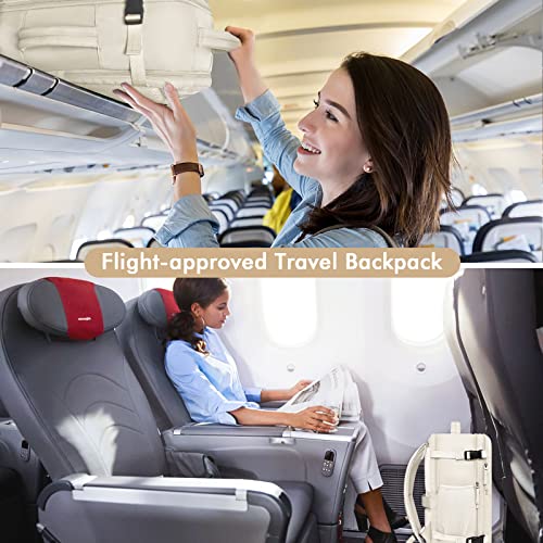 Rinlist Travel Backpack For Men Women, Airline Approved Carry-On Backpack, Anti Theft 15.6 Inch Laptop Backpack, Waterproof Durable Outdoor Backpack For College Weekender Business Hiking Gym, Beige #TOP1