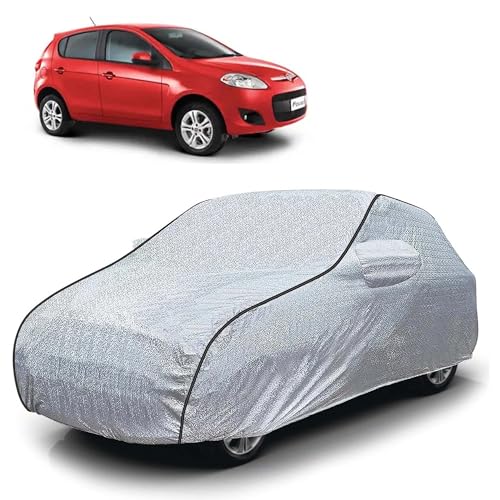 Image of Sulfar 100% Waterproof Car Body Cover Compatible with Mirror for Fiat Palio New (Triple Stitched, Full Bottom Elastic, Magic Silver with Black Piping)
