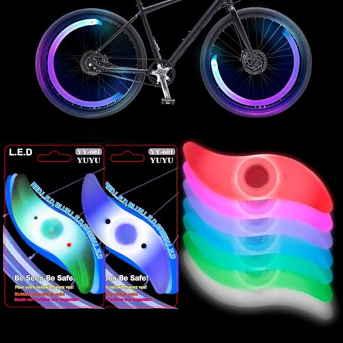 2-Pack LED Bike Wheel Lights - Color Changing Bike Spoke Light - LED Bike Tire Lights for Kids, Adults, Boys, and Girls - Bicycle Accessories for Riding Bikes at Night