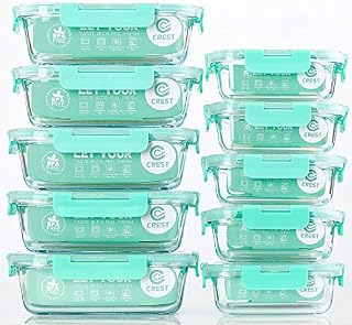 [10-Pack] Glass Food Storage Containers with Lids, Airtight, BPA Free, Meal Prep Containers