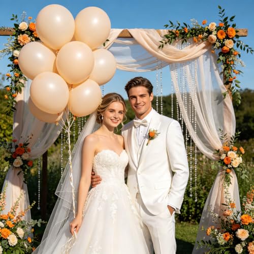 Image of 100pcs Nude Balloons Beige Apricot Balloon 12 Inch | Boho Neutral Latex Round Helium Balloons for Thanksgiving Baby Shower, Boho Theme Birthday Party