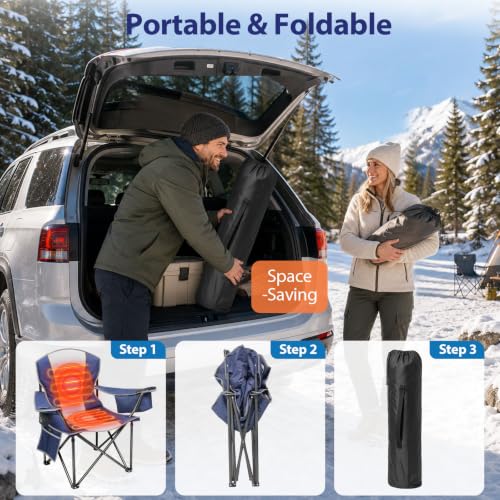ZENPETIO Silla Plegable de Camping Calefactable 500LBS, 3 Niveles de Calor miniatura 7