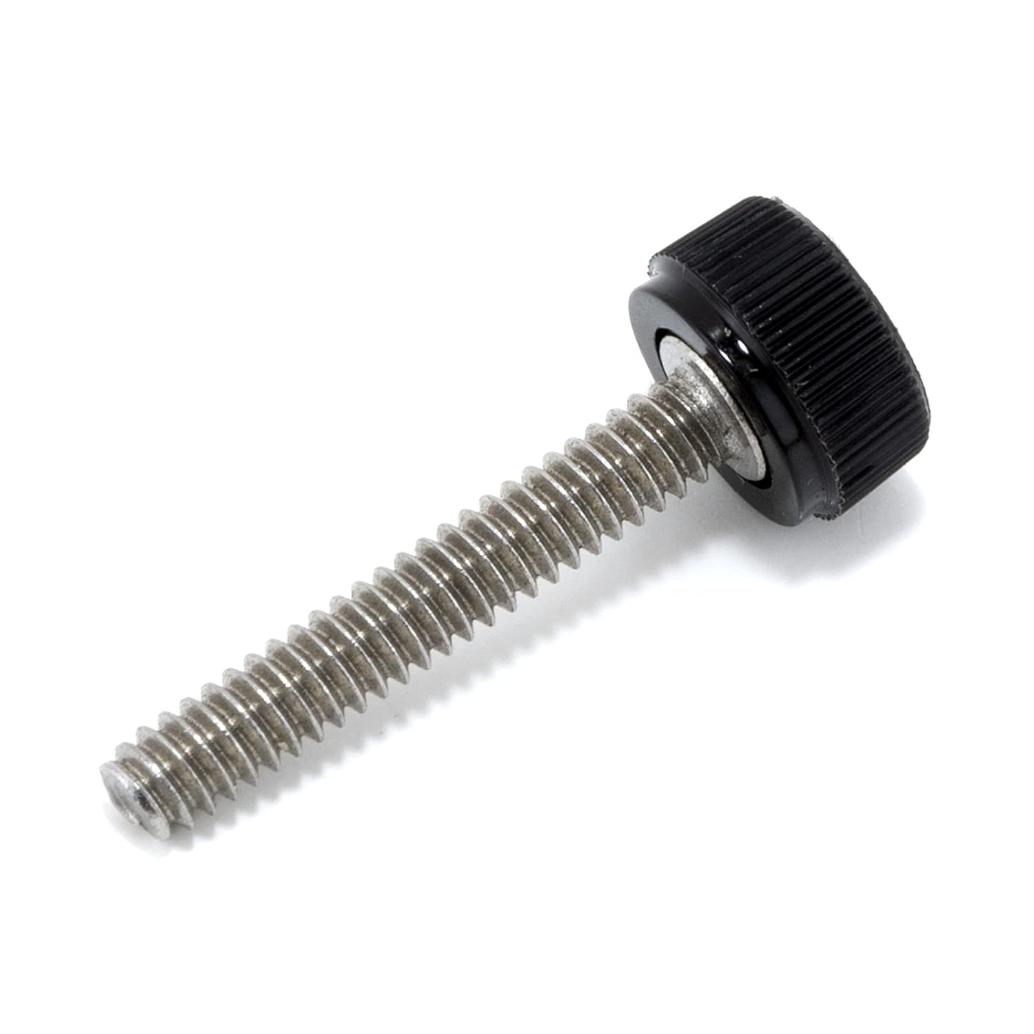 #6-32 x 7/8" Thumb Screw Stainless Steel - Black Knurled Round Plastic Knob - Standard/Coarse Thread Thumbscrew - Length: 0.875" - Proudly Built in USA - Package of (25)