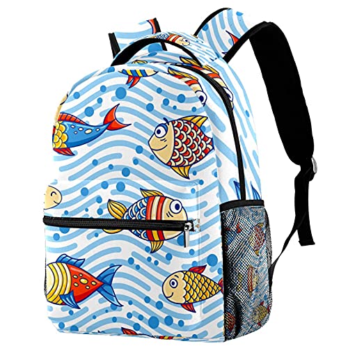 Sac à dos de voyage mixte enfant avec porte-bouteille motifs marins