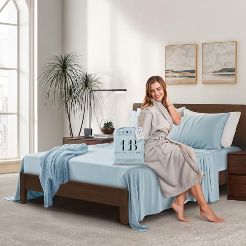 Image of Full Size Sheet Set | 100% Viscose | Organically Grown | Ultra Soft | Cooling Sheets for Hot Sleepers | 17 inch Deep Pocket [Spa Blue]