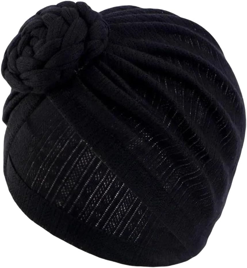 Womens African Muslim Turbans Hijabs Flower Knot Twisted Braid Head Wraps Hair Cover Beanies Bonnet Hats