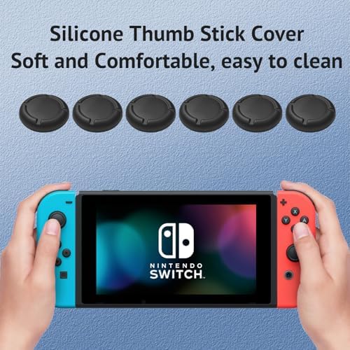 6Pcs Silicone Analog Stick Covers for Nintendo Switch, OLED, Joy-con Controller Thumb Grips, Joystick Replacement Caps - 1