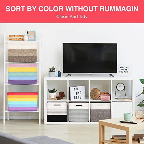 Dofasayi Woven Baskets For Storage 3-Pack - Rope Storage Baskets | Toy Storage Basket For Nursery | Baby Organizing Basket With Handles | Cotton Rope Baskets For Storage | Baskets For Organizing #TOP4