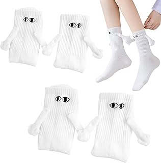 Magnetic 3D Doll Couple Socks, 2 Pairs Funny Couple Socks, Unisex Funny Couple Holding Socks, Casual Cotton Crew Socks, Cotton Couple Socks Gifts for Womens Men, Cute Socks