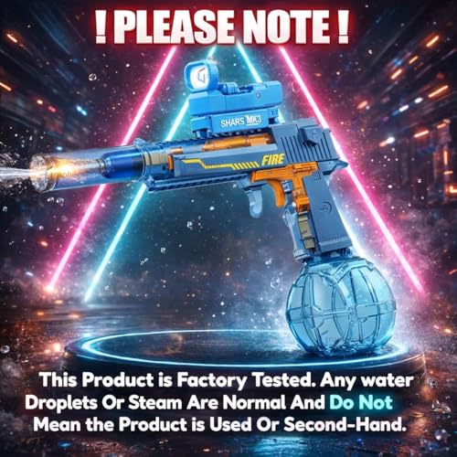 Image of GRAPHENE Automatic Electric Water Gun Toy Holi Pichkari with 2 Rechargeable Battery High Pressure Muzzle Flash Fire Cap 32FT Long-Range Blaster Squirt Watergun for Kids Boy Girl Adult Pool Summer Fun