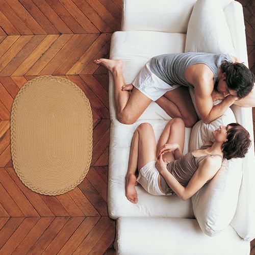 IWOWHERO 室内用玄関マット 洗える吸水滑り止めマット カーキ色 綿素材 長さ65cm 幅45cm ドアマット 美しいデザイン 最適な [2]