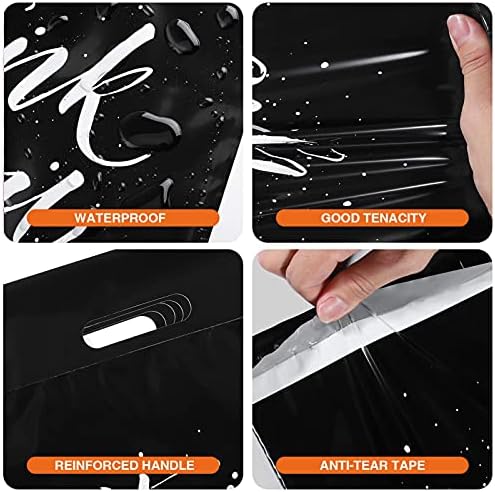 Switory 100Pcs Parcel Bags for Posting Clothes 262x330mm Postal Bags Shipping Bags with Handle Mailing Bags for Clothing Posting Bags with Self Adhesive 10x13" Package Bags Black - Thank You Design
