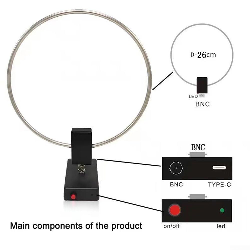 GA-800 Active Loop 10KHz-159MHz | Edelstahlring mit 2600mAh für den Innen- und Außenbereich | Tragbarer Kurzwellen-Funkempfänger