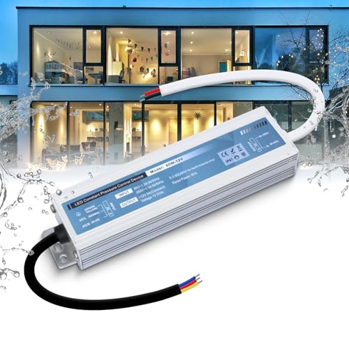 Image of QNNP LED Driver 60 Watts 12V DC Low Voltage Transformer Waterproof IP67 Power Supply Transformer Adapter AC 85V-265V to 12V DC, LED Power Supply for Indoor Outdoor Lighting