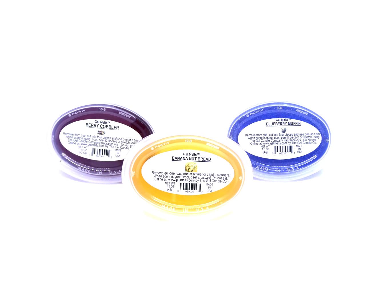 Harvest Set Of 3 Aroma Gel Melts™ BERRY COBBLER, BANANA NUT BREAD, BLUEBERRY MUFFIN Gel Wax For Warmers And Burners By The Gel Candle Company PEEL, MELT AND ENJOY