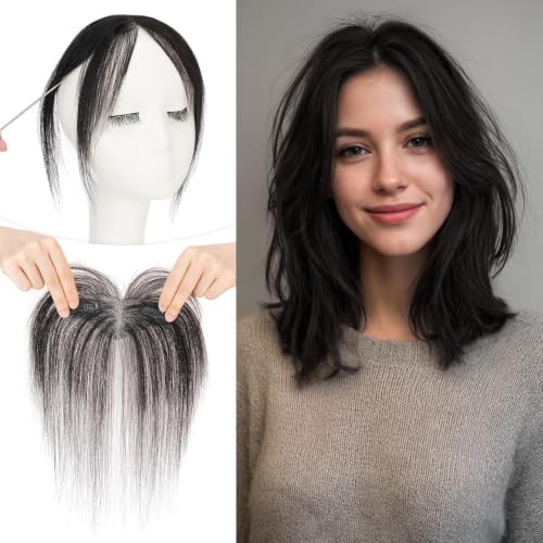 SLEEKALON Clip in Bangs Real Human Hair for Women Side