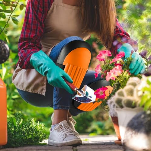 FREEKYROCK Gardening Knee Pads for Women and Men- Lightweight Waterproof Washable, Foam Knee Pad for Gardening Soft Inner Liner and Easy Fit with Adjustable Elastic Velcro Straps, Orange
