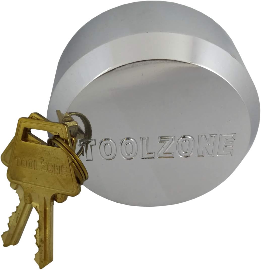 Heavy Duty Chrome Plated Steel 73mm Round Concealed Padlock with 2 Brass Keys (Lock)