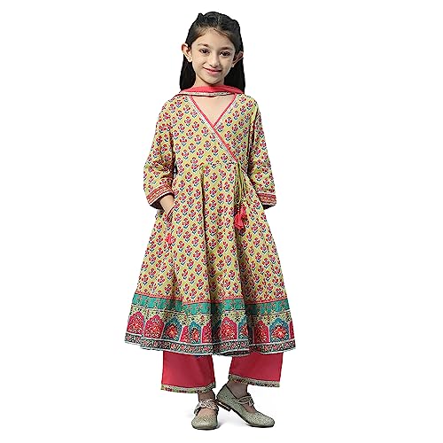 Image of BIBA Cotton Printed A-Line Semi-Formal Kurta With Palazzo And Dupatta