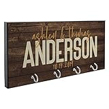 Personalized Key Holder for Wall | Housewarming Gifts for Newlyweds, Customized Key Hanger, Wedding Gift for Couples with Walnut Background - D6