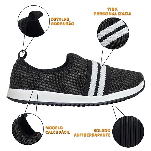 Tênis Jogging Infaltil Casual Menino 55 (27, Preto)