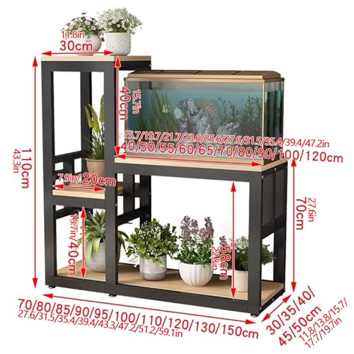 Support d'aquarium avec étagère et pieds réglables stables