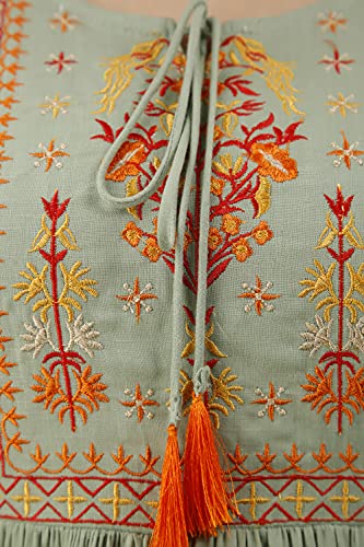 Image of DMP FASHION Women's Rayon Classic Heavy Embroidery Top with Beautifull Tassels at Front and on Both Sleeves