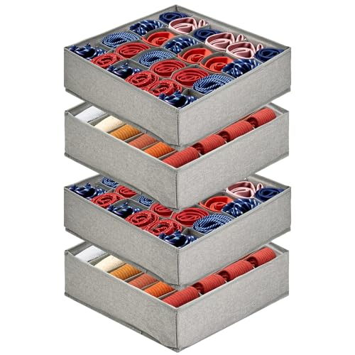 Fabric Sock and Tie Organizer, 96 Cells, 4 Pack