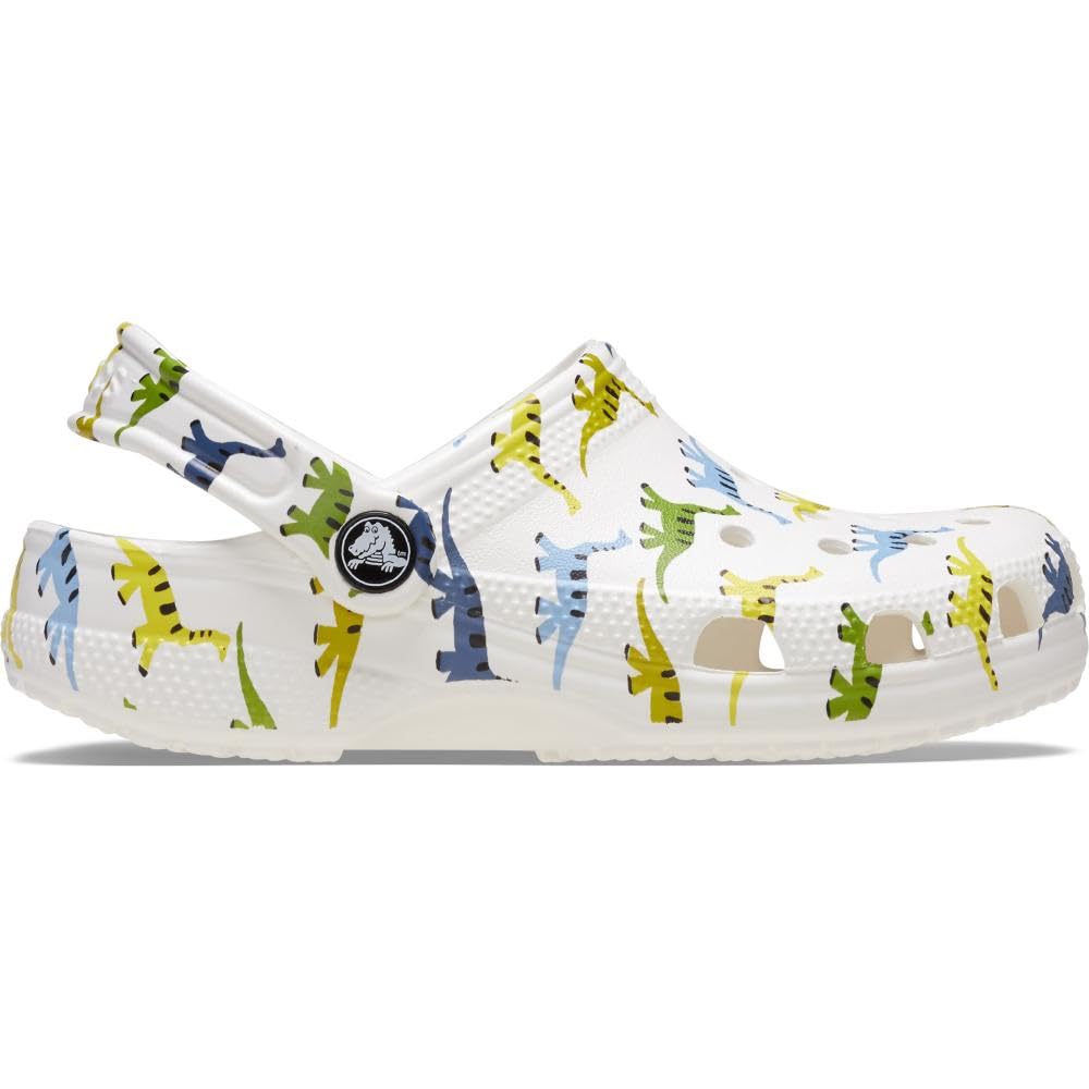 Crocs Unisex-Child Classic Graphic Clog, Dinosaur, 7 M US Toddler