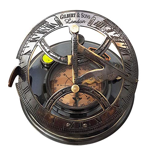 Brass Nautical - 5 Inches Large Sundial Compass In Rosewood Case Top Grade Calibrated Vintage Gift #TOP7