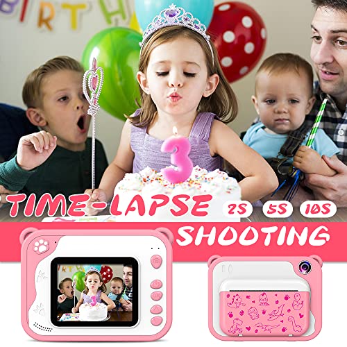 Ushining Camera For Kids Instant Print, 12Mp Kids Digital Camera Aged 3-12 Ink Free Printing 1080P Video Camera For Kids With 32Gb Sd Card,Color Pens,Print Papers (Pink) #TOP6