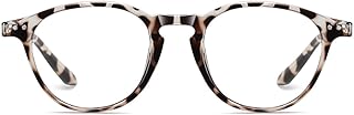 Blue Light Blocking Glasses Vintage Round Frame Eyeglasses for Women Men White Leopard Frame