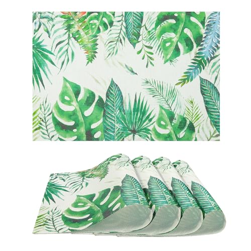 fanquare 4er Set PVC Gewebte Platzsets – Grüne Dschungelblätter Tischsets – 45x30cm – Dekorative Tischdekoration für Zuhause, Küche, Urlaub & Partys., 8.88 €