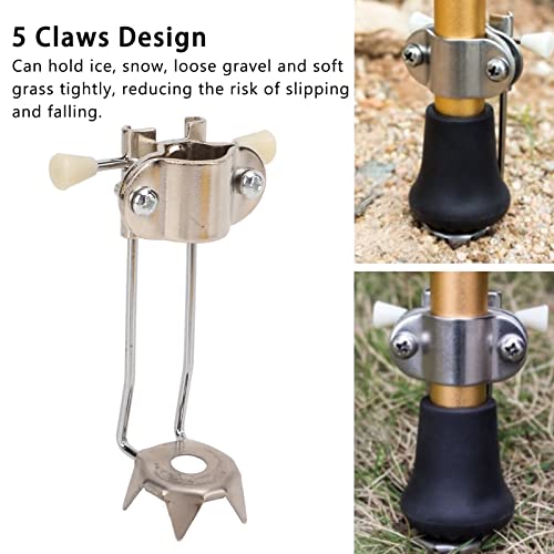 Crutch Crampons, Safe 5 Claws Hiking Cane Ice Tip Anti Skid For Fishing Walking #TOP3