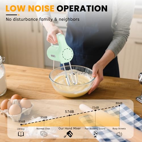 Image of Lord Eagle 5-Speed Small Hand Mixer Electric, 300W Compact Portable, Green