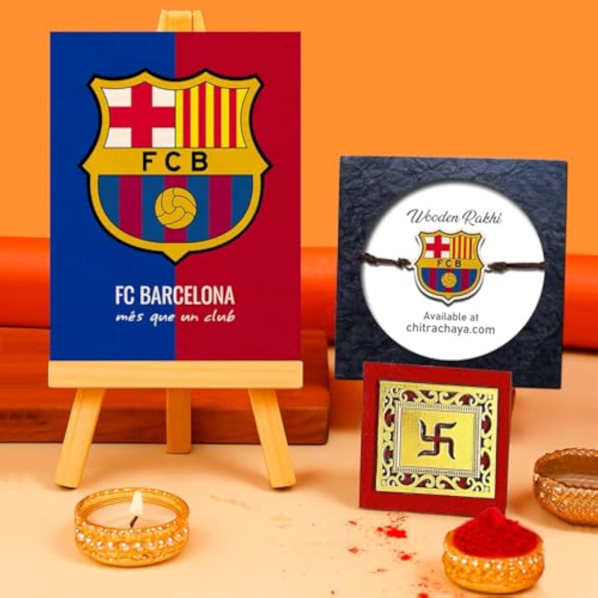 FCB Rakhi for Bhai with Gifts, Rakhi Gift Combo