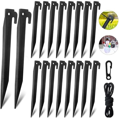 54 Pcs Inflatable Stakes and Tethers,Plastic Beach Tent Pegs,Heavy Duty Tent Ground Anchor Stakes,Tether with Hook Spikes Inflatables Stakes Tents for Outdoor Garden Camping Yard Home Lawn Cover