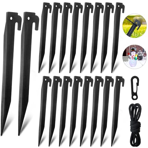 54 Pcs Inflatable Stakes and Tethers,Plastic Beach Tent Pegs,Heavy Duty Tent Ground Anchor Stakes,Tether with Hook Spikes Inflatables Stakes Tents for Outdoor Garden Camping Yard Home Lawn