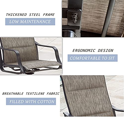Lokatse Home Outdoor Patio Dining Chair Swivel Sling Rocker Set With Steel Metal Frame (Set Of 2), Grey #TOP4