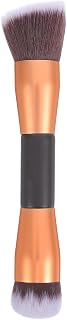 Portable Makeup Brush Loose Powder Blush for Women Double End | Washable Dense Artificial Fibre, Gentle Bristles, Home or Professional Use, Golden Finish