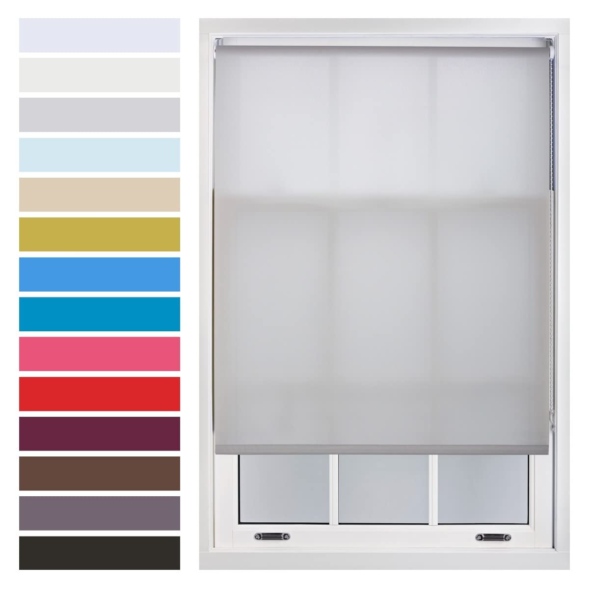 FURNISHED Roller Blinds Window Daylight in with Metal Fittings Made to Measure Up to 210W x 165H cm - Grey