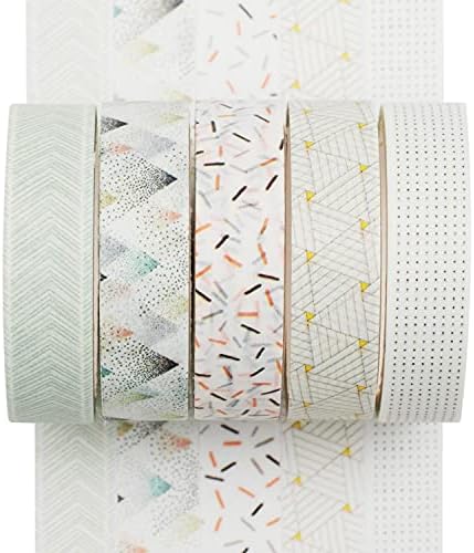 YUBX 5 Rolls Washi Tape Set Creative Basic Thin Decorative Tapes for Art, DIY Crafts, Bullet Journals, Planner, Scrapbooking, Packaging (Sakura)