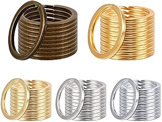 Haisheng 50PCS Flat Key Rings Round Keychain Rings Metal Key Ring for Home Car Keys Attachment Crafts DIY(5Colors)