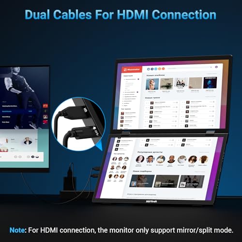 HotYeah Triple Laptop Screen Extender, 15.6'' Dual Stacked Monitor (Windows/MAC), USB-C HDMI 1080P IPS Extended Monitor, Plug & Play, Folding Monitor Extender w/Kickstand & 180°Rotation - Image 6