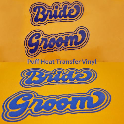 Image of RENLITONG 3D Puff HTV Matte Heat Transfer Vinyl Roll 12 inch x 7ft Iron on for Heat Press T Shirt for All Cutter Machine Heat Vinyl Design (7ft, 3D Puff Sapphire Blue)