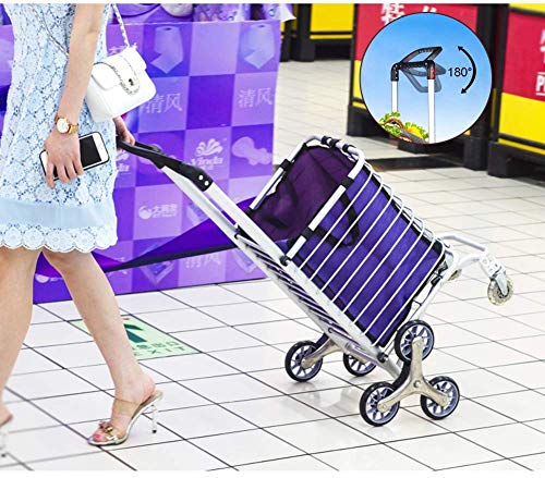 Einkaufstrolley, zusammenklappbarer Einkaufstrolley auf Rädern, mit abnehmbarer Tasche und faltbarem Design, maximale Tragkraft 60 kg, Violett (lila) – Bild 4