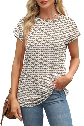 Image of Alaroo Womens Summer Tops Short Sleeve Shirts Crew Neck Tshirt Cute Trendy Tunic Blouses (S-3XL)