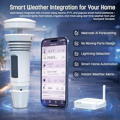 Tempest Weather Station with Built-in Wind Meter, Rain Gauge, and Accurate Weather Forecasts, Wireless, App and Alexa Enabled